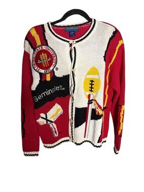 Collegiate Eagle's Eye Florida State Seminoles Knit Cardigan Vintage Size Medium